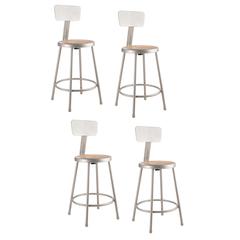 (4 Pack) NPS® 24"Heavy Duty Steel Stool With Backrest, Grey