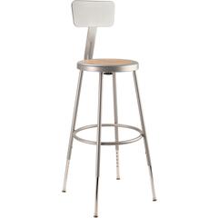 NPS® 25"-33" Height Adjustable Heavy Duty Steel Stool With Backrest, Grey