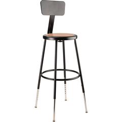 NPS® 25"-33" Height Adjustable Heavy Duty Steel Stool With Backrest, Black