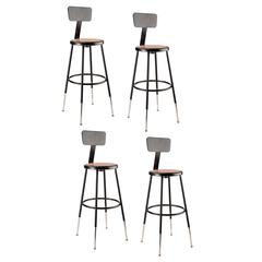 (4 Pack) NPS® 25"-33" Height Adjustable Heavy Duty Steel Stool With Backrest, Black