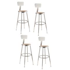 (4 Pack) NPS® 25"-33" Height Adjustable Heavy Duty Steel Stool With Backrest, Grey