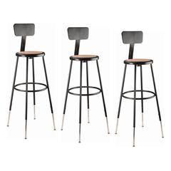 (3 Pack) NPS® 32 -39" Height Adjustable Heavy Duty Steel Stool With Backrest, Black
