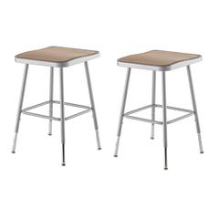(2 Pack) NPS® 19"-27" Height Adjustable Heavy Duty Square Seat Steel Stool, Grey