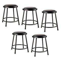 (5 Pack) NPS® 18" Heavy Duty Vinyl Padded Steel Stool, Black