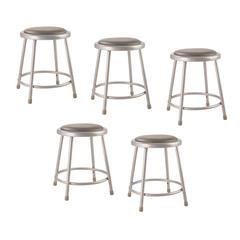 (5 Pack) NPS® 18"Heavy Duty Vinyl Padded Steel Stool, Grey