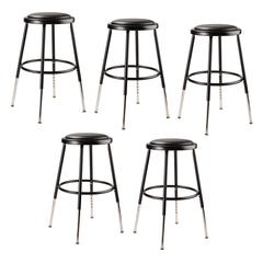(5 Pack) NPS® 19"-27" Height Adjustable Heavy Duty Vinyl Padded Steel Stool, Black