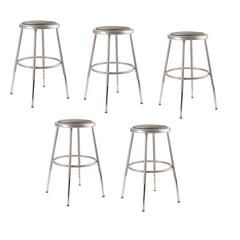 (5 Pack) NPS® 19"-27" Height Adjustable Heavy Duty Vinyl Padded Steel Stool, Grey