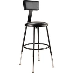 NPS® 19"-27" Height Adjustable Heavy Duty Vinyl Padded Steel Stool With Backrest, Black