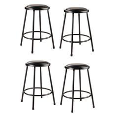 (4 Pack) NPS® 24" Heavy Duty Vinyl Padded Steel Stool, Black
