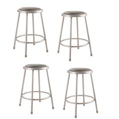 (4 Pack) NPS® 24"Heavy Duty Vinyl Padded Steel Stool, Grey