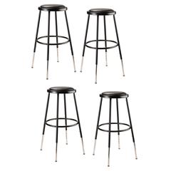 (4 Pack) NPS® 25"-33" Height Adjustable Heavy Duty Vinyl Padded Steel Stool, Black