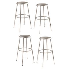(4 Pack) NPS® 25"-33" Height Adjustable Heavy Duty Vinyl Padded Steel Stool, Grey