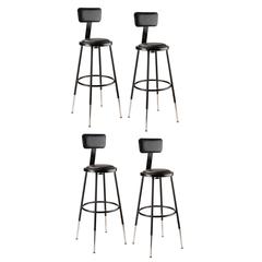 (4 Pack) NPS® 25"-33" Height Adjustable Heavy Duty Vinyl Padded Steel Stool With Backrest, Black