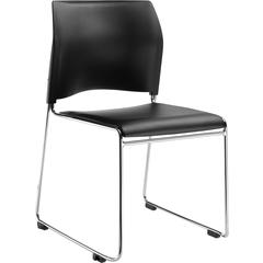 NPS® Cafetorium Plush Vinyl Stack Chair, Black