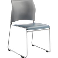 NPS® Cafetorium Plush Vinyl Stack Chair, Blue/Grey