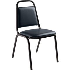 NPS® 9100 Series Vinyl Upholstered Stack Chair, Midnight Blue Seat, Black Sandtex Frame