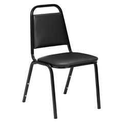 NPS® 9100 Series Vinyl Upholstered Stack Chair, Panther Black Seat/Black Sandtex Frame
