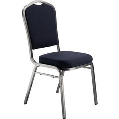 NPS® 9300 Series Deluxe Fabric Upholstered Stack Chair, Midnight Blue Seat/Silvervein Frame
