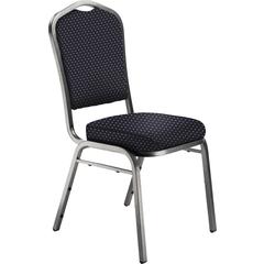 NPS® 9300 Series Deluxe Fabric Upholstered Stack Chair, Diamond Navy Seat/Silvervein Frame