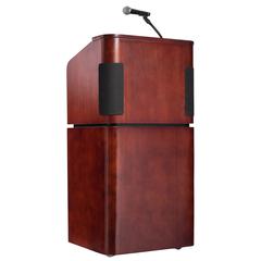 Oklahoma Sound® Tabletop & Base Combo Sound Lectern, Mahogany on Walnut