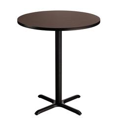 NPS® Café Table, 36" Round, "X" Base, 42" Height, Particleboard Core/T-Mold, Brown