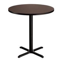 NPS® Café Table, 36" Round, "X" Base, 36" Height, Particleboard Core/T-Mold, Brown