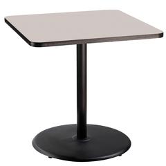 NPS® Café Table, 36" Square, Round Base, 36" Height, Particleboard Core/T-Mold - Grey