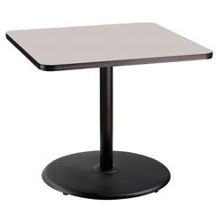 NPS® Café Table, 36" Square, Round Base, 30" Height, Particleboard Core/T-Mold - Grey