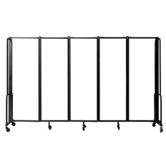 NPS® Room Divider, 6' Height, 5 Sections, Clear Acrylic Panels