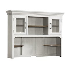 68" x 52" Credenza Hutch in Rustic White & French Oak