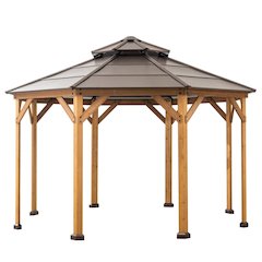 13 ft. x 13 ft. Cedar Framed Octagon Gazebo with Brown Steel 2-tier Hardtop Roof