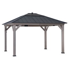 11 ft. x 13 ft. Grayden Cedar Framed Gazebo Black Steel Polycarbonate Hip Roof