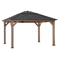 11 ft. x 13 ft. Cedar Framed Gazebo with Brown Steel and Polycarbonate Hip Roof