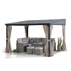 10ft. x 12ft. Polycarbonate Roof; Aluminum Metal Frame with Curtain and Netting