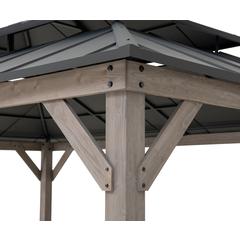 Sunjoy 12x16 ft. Wood Outdoor Patio Steel Hardtop Gazebo