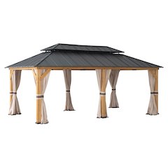 12x20 Archwood Iron Roof Tent + Mosquito Net (with Lights), Brown