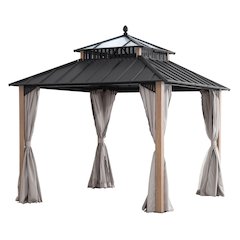 10 ft x 10 ft Hardtop Gazebo, Steel & Polycarbonate Roof - Extra-Tall