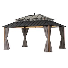 16 ft x 12 ft Hardtop Gazebo, Steel & Polycarbonate Roof - Extra-Tall