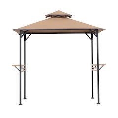 8x5 ft Arbrook Black Steel 2-Tier Soft Top Grill Gazebo