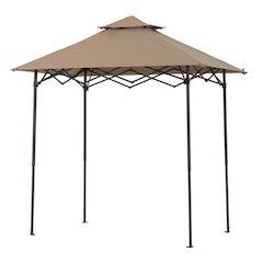 8x5 ftPop up Grill Gazebo with Magnetic LED Light and Carrying Bag, Brown