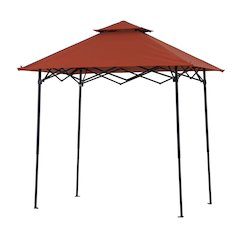 8x5 ftPop up Grill Gazebo with Magnetic LED Light and Carrying Bag, Red