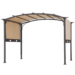 9 x 11-ft Arched Steel Pergola with Retractable Adjustable Canopy, Durable Weather-Resistant Frame for Patios & Gardens