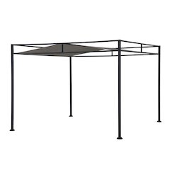 10 ft. x 10 ft. Patio Darkeford Metal Pergola With Black Sling Fabric Canopy
