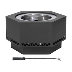 28in. Grey Hexagonal Stainless Steel Low Smoke Wood Burning Fire Pit