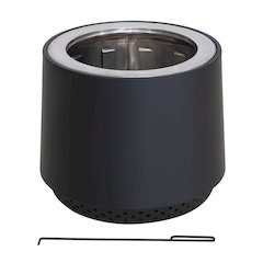 Stainless Steel Wood-Burning Smokeless Fire Pit with PVC Cover and Poker, Black