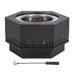 Lawrence 28. Black Steel Wood Burning Outdoor Smokeless Fire Pit with PVC Cover