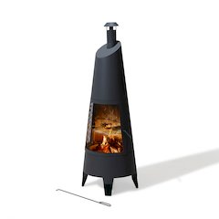 57 in. 2-in-1 Metal Outdoor Chiminea Fire Pit & Fireplace, Removable Grill Grate