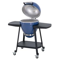 Sunjoy 20IN Egg-shaped Grill with Pizza Plate, Navy Blue
