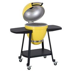 Sunjoy 20IN Egg-shaped Grill with Pizza Plate, Yellow