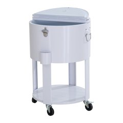 60 Quart Rolling Ice Chest Cooler Cart, Portable Patio Party Bar